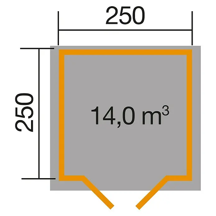 Weka Gartenhaus 209 - B x T: 288 x 284 cm, Holz, Wandstärke: 28 mm - Ansicht von oben
