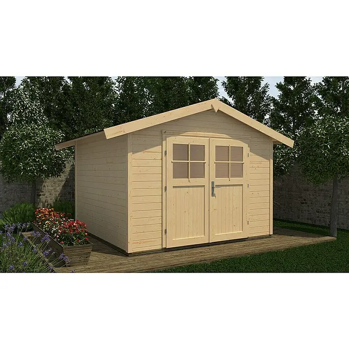 Weka Gartenhaus 122 - Holz, 4,941 m², Wandstärke: 28 mm, Natur - Stimmungsaufnahme