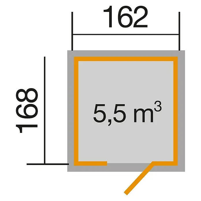 Weka Gerätehaus Schwedenhaus - B x T: 200 x 208 cm, Holz, 2,722 m², Wandstärke: 32 mm - Ansicht von oben