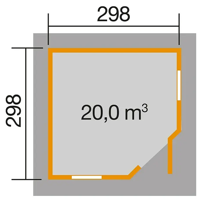 Weka Gartenhaus 149 - B x T: 380 x 380 cm, Holz, 8,88 m², Wandstärke: 28 mm - Ansicht von oben