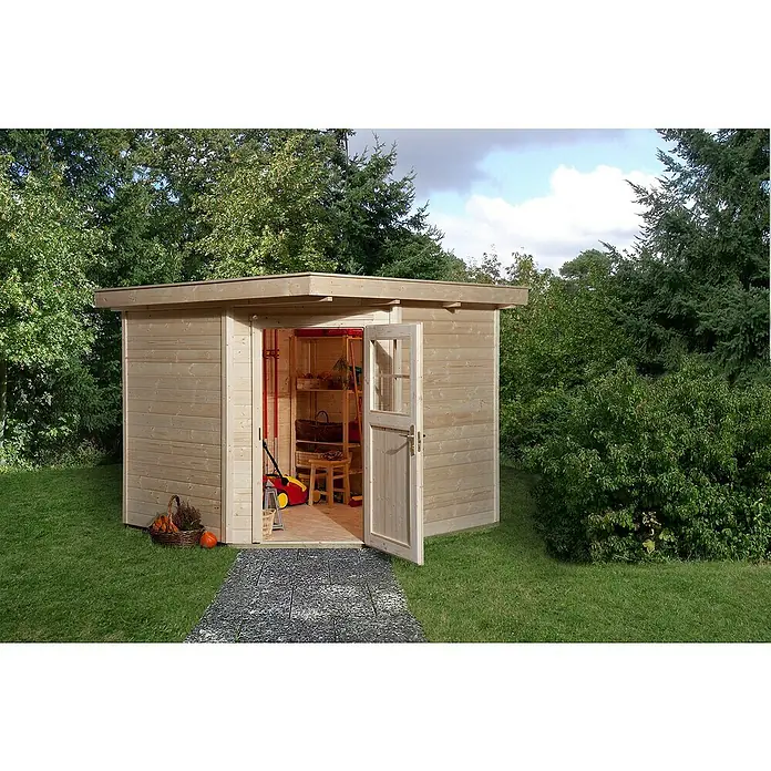 Weka Gartenhaus 229 - B x T: 270 x 270 cm, Holz, 5,617 m², Wandstärke: 21 mm, Natur - Stimmungsaufnahme
