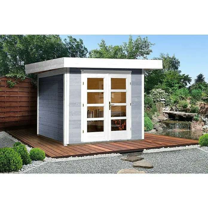 Weka Gartenhaus Designhaus 126 - B x T: 356 x 377 cm, Holz, Wandstärke: 28 mm, Grau/Weiß - Stimmungsaufnahme