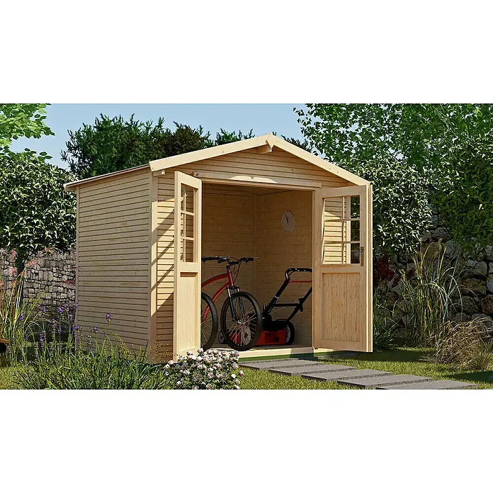 Weka Gartenhaus 218 - B x T: 320 x 239 cm, Holz, Wandstärke: 28 mm, Natur - Stimmungsaufnahme