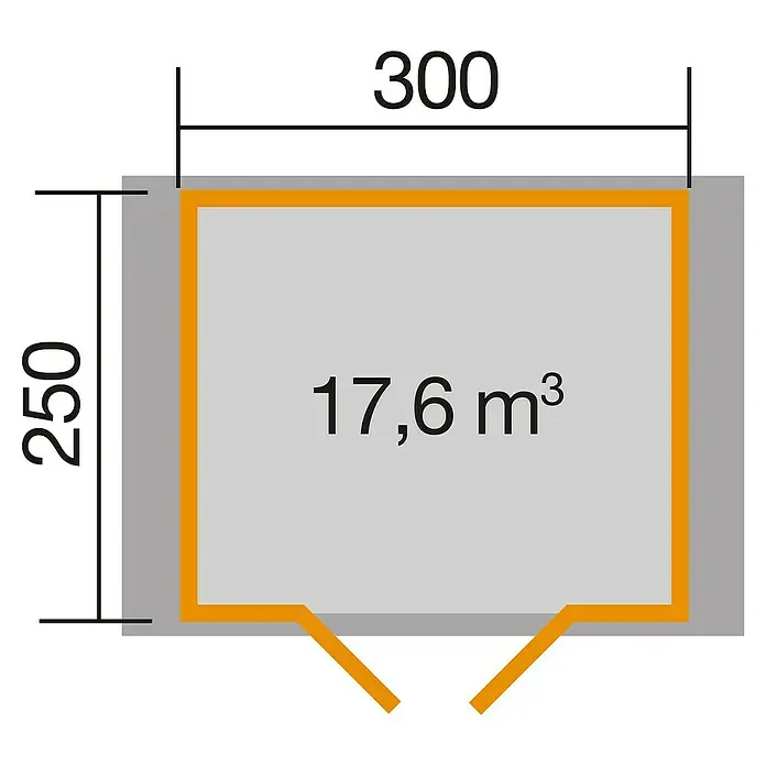 Weka Gartenhaus Premium 28 - B x T: 380 x 284 cm, Holz, 7,5 m², Wandstärke: 28 mm - Ansicht von oben
