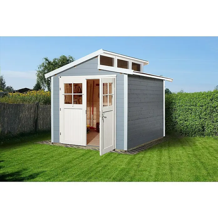 Weka Gartenhaus 226 - B x T: 267 x 261 cm, Holz, 5,617 m², Wandstärke: 21 mm, Grau/Weiß - Stimmungsaufnahme