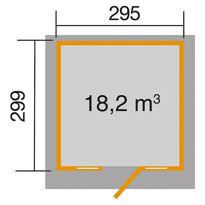 Weka Gartenhaus 172 - B x T: 319 x 342 cm, Holz, 8,82 m², Wandstärke: 21 mm, Ohne Anbau - Ansicht von oben