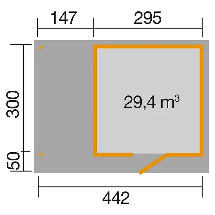 Weka wekaLine Gartenhaus  Designhaus 172 + Anbau 150 cm - B x T: 489 x 377 cm, Holz, Wandstärke: 28 mm, Natur - Ansicht von oben
