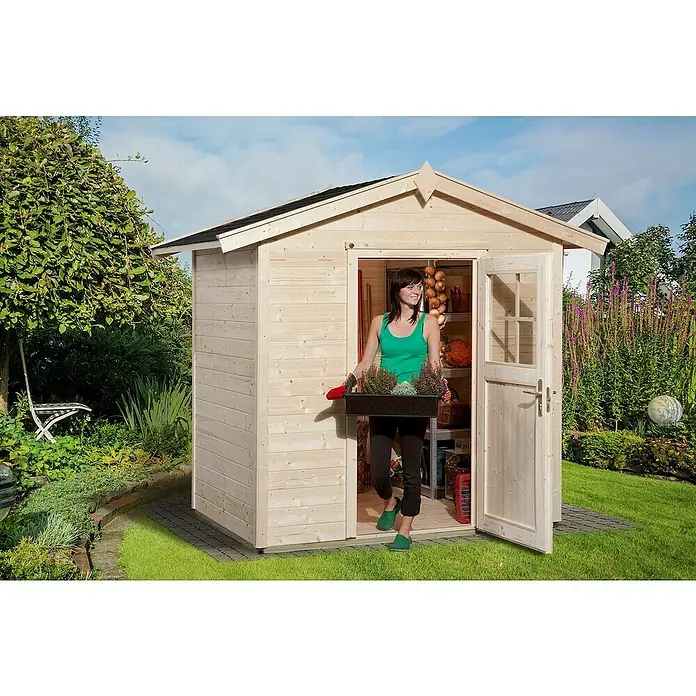 Weka Gartenhaus 223 - B x T: 260 x 178 cm, Holz, Wandstärke: 21 mm, Natur - Stimmungsaufnahme