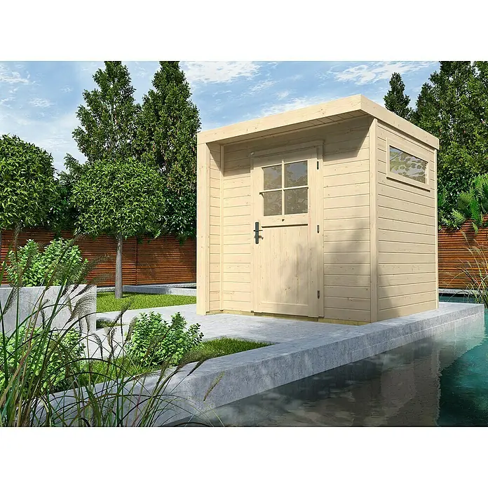 Weka Gartenhaus Designhaus 262 - B x T: 214 x 215 cm, Holz, 4,285 m², Wandstärke: 21 mm, Natur - Stimmungsaufnahme