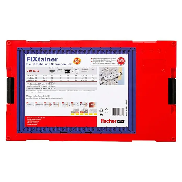Fischer SX Schrauben- & Dübel-Set FIXtainer - Inhalt: 210 -tlg. - Ansicht von unten