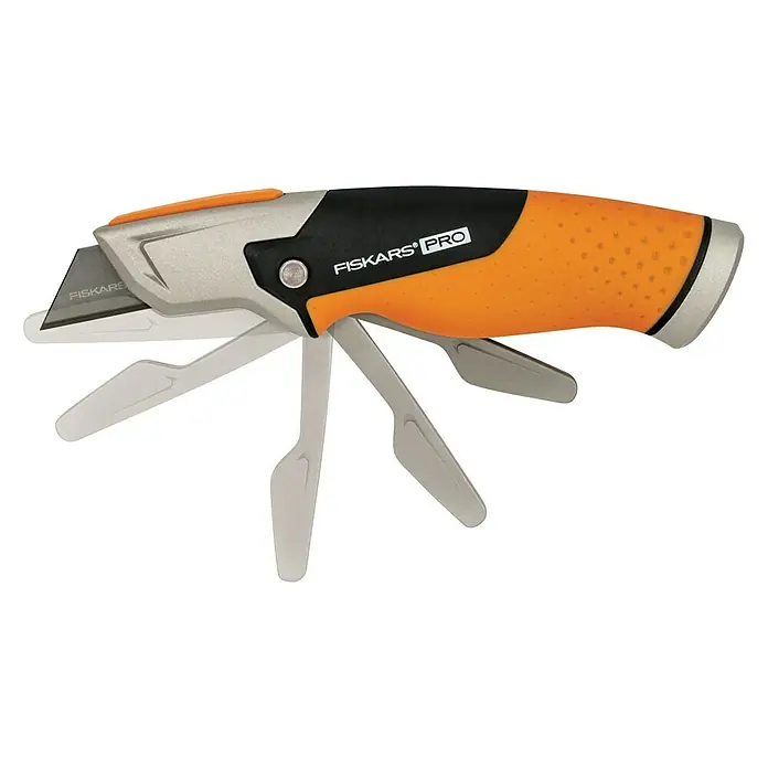 Fiskars CarbonMax Cuchillo cúter - 5 posiciones de cuchilla - Vista de perfil izquierdo