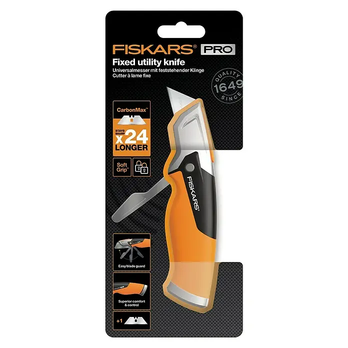 Fiskars CarbonMax Cuttermesser mit feststehender Klinge - 5 Klingenpositionen - Ansicht von oben