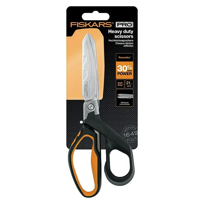 Fiskars PowerArc Tijeras de trabajo 1027206 - Largo: 210 mm, Longitud de corte: 83 mm, Negro/Naranja - Vista superior