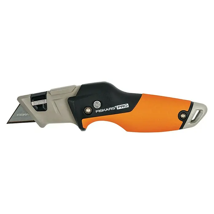 Fiskars CarbonMax Klappmesser - Art Klinge: Trapezklinge, Ergonomischer Griff - Linke Seitenansicht