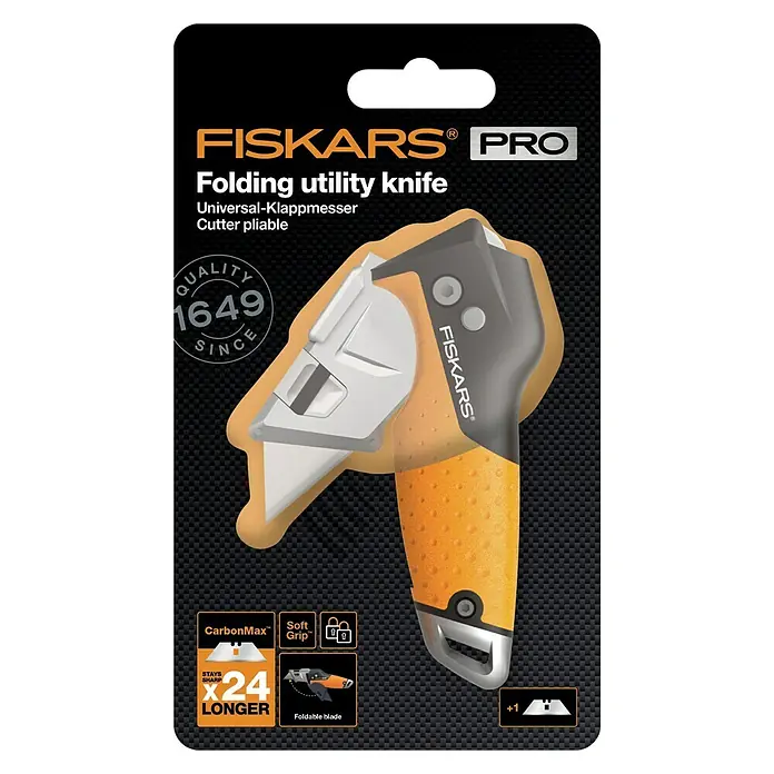Fiskars CarbonMax Klappmesser - Art Klinge: Trapezklinge, Ergonomischer Griff - Draufsicht