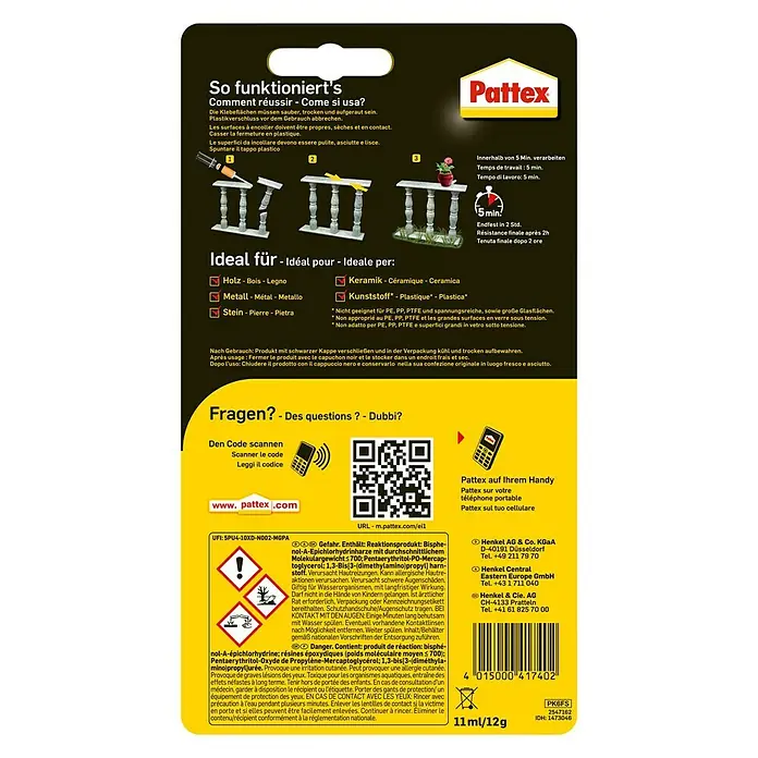 Pattex Kraft-Mix Komponenten-Kleber Kraft Mix - 11 ml - Rückansicht