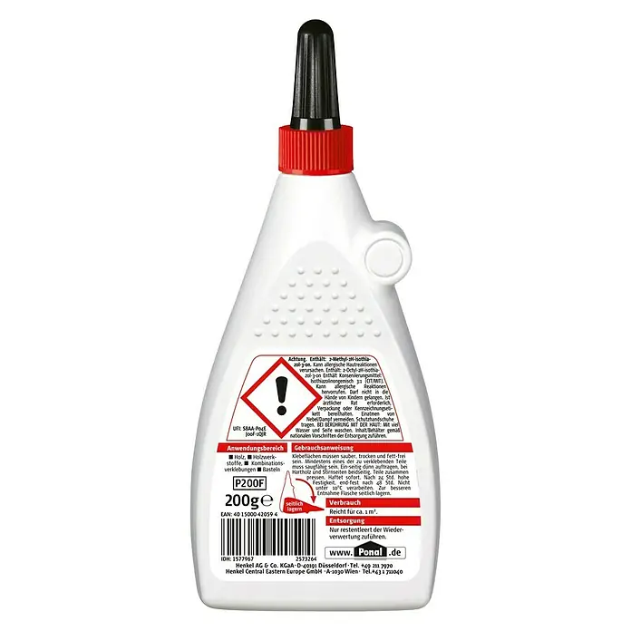 Ponal Holzleim Fix & Fest - 200 g, Lösemittelfrei, Transparent (getrocknet) - Rückansicht