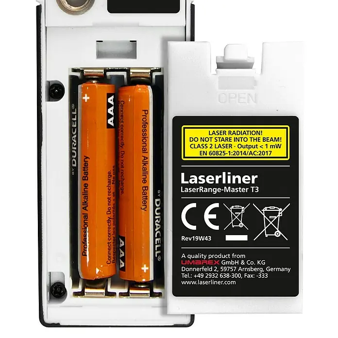 Laserliner Laserentfernungsmesser T3 - Messbereich: 0,2 - 30 m - Rückansicht