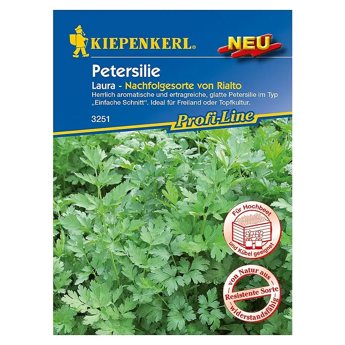 Kiepenkerl Profi-Line Kräutersamen Petersilie - Laura, Petroselinum crispum, Saatzeit: April, Erntezeit: Mai - Draufsicht