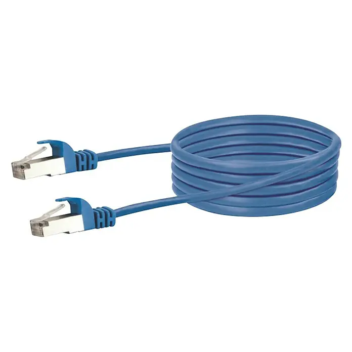 Schwaiger Mrežni kabel - 1 m, Plave boje, RJ45 utikač, Do 1 Gbit - Dijagonalni pogled