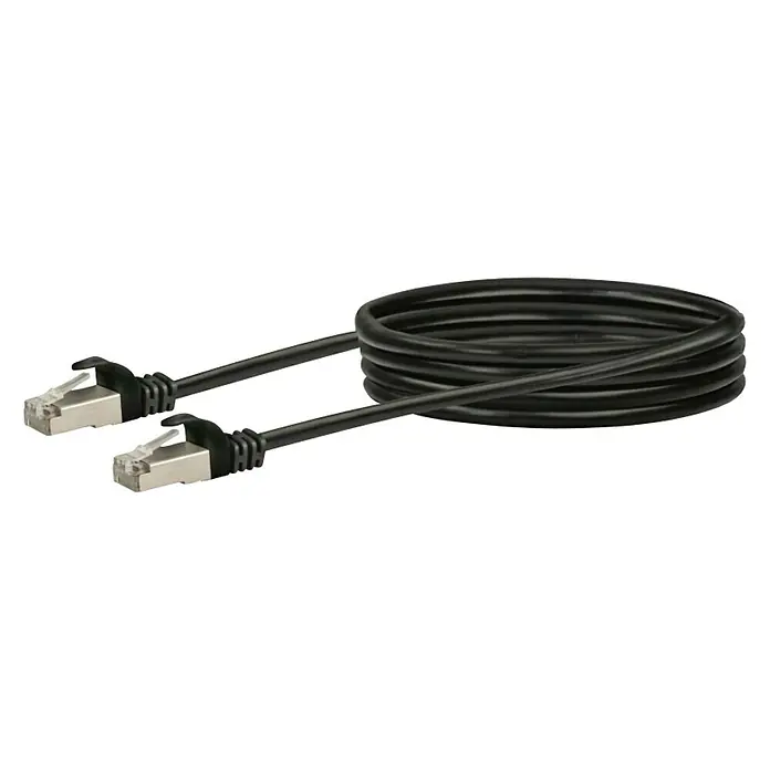 Schwaiger Mrežni kabel - 1 m, Crne boje, RJ45 utikač, Do 1 Gbit - Dijagonalni pogled