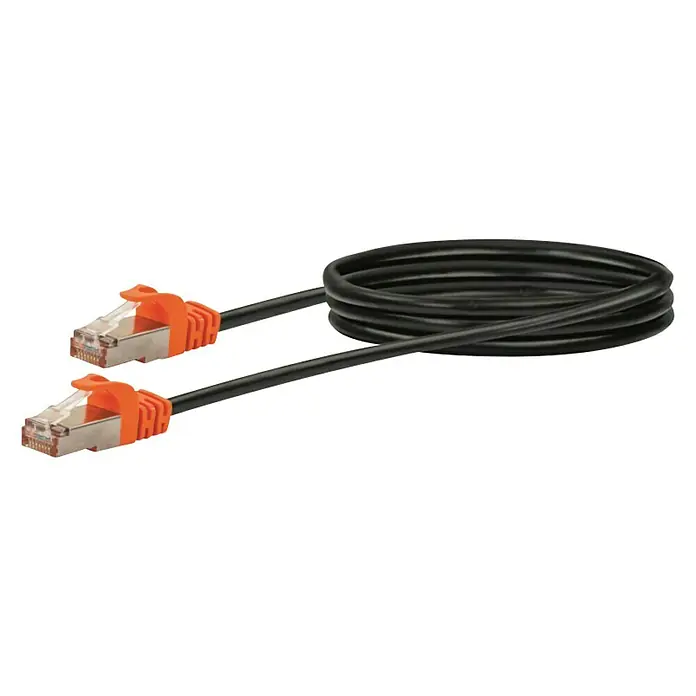 Schwaiger Netzwerk-Kabel CAT 7 - 2 m, Schwarz, RJ45-Stecker, Bis zu 10 Gbit/s - Diagonale Ansicht