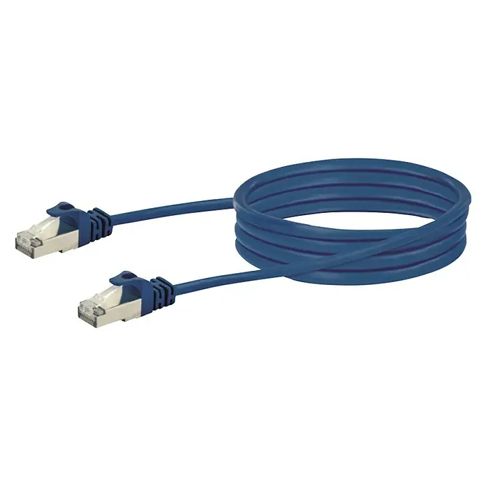 Schwaiger Netwerkkabel CAT8 S/FTP - Lengte: 2 m, Blauw, Tot 40 Gbit/s - Diagonaal zicht