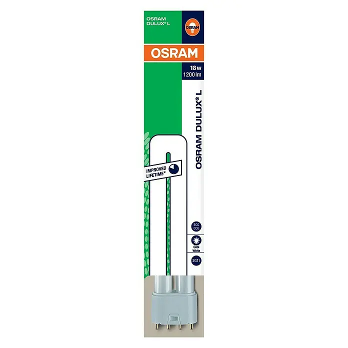Osram Spaarlamp - 18 W, 2G11, Koud wit - Top-down weergave
