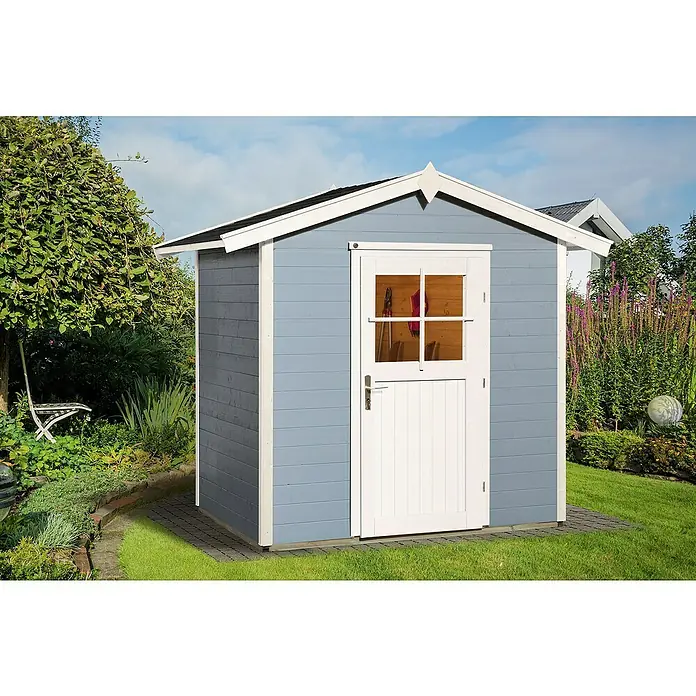 Weka Gartenhaus 223 - B x T: 260 x 178 cm, Holz, Wandstärke: 21 mm, Grau/Weiß - Stimmungsaufnahme