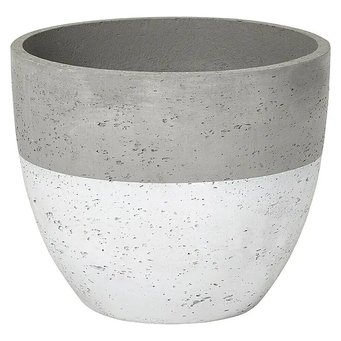 Pflanzkübel rund - Ø x H: 35 x 29 cm, Rund, Zement/Weiß - Vorderansicht