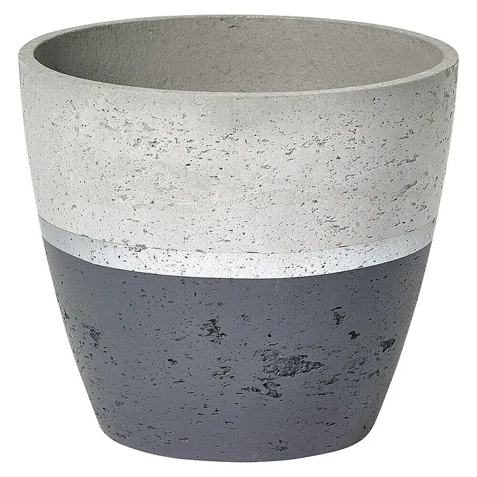 Pflanzkübel rund - Ø x H: 32 x 28 cm, Rund, Zement/Silber/Anthrazit - Vorderansicht