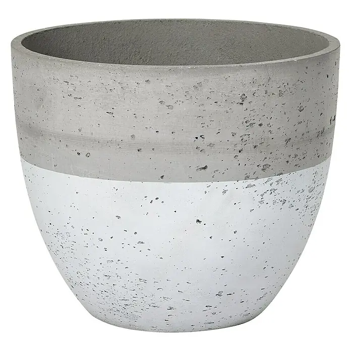 Pflanzkübel rund - Ø x H: 45 x 38 cm, Rund, Zement/Weiß - Vorderansicht