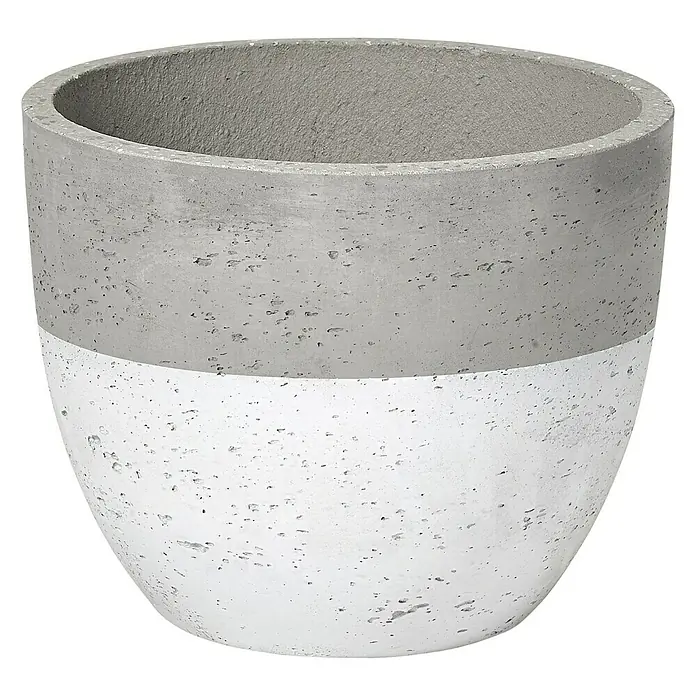Pflanzkübel rund - Ø x H: 26 x 21 cm, Rund, Zement/Weiß - Vorderansicht