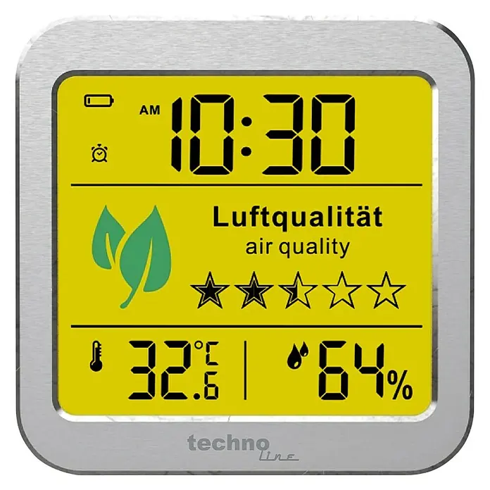 Technoline Monitor za kvalitetu zraka WL1020 - Digitalni zaslon, 82 x 25 x 82 mm - Pogled sprijeda