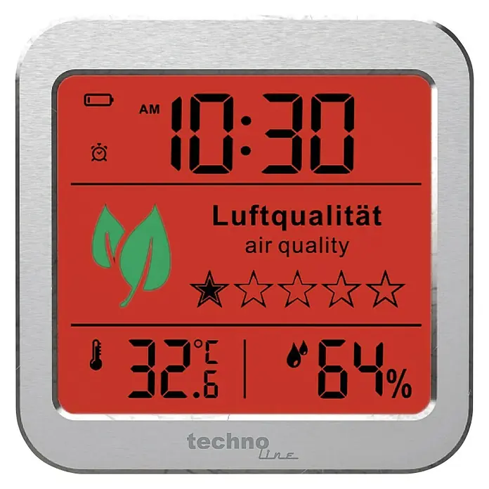 Technoline Monitor za kvalitetu zraka WL1020 - Digitalni zaslon, 82 x 25 x 82 mm - Pogled sprijeda