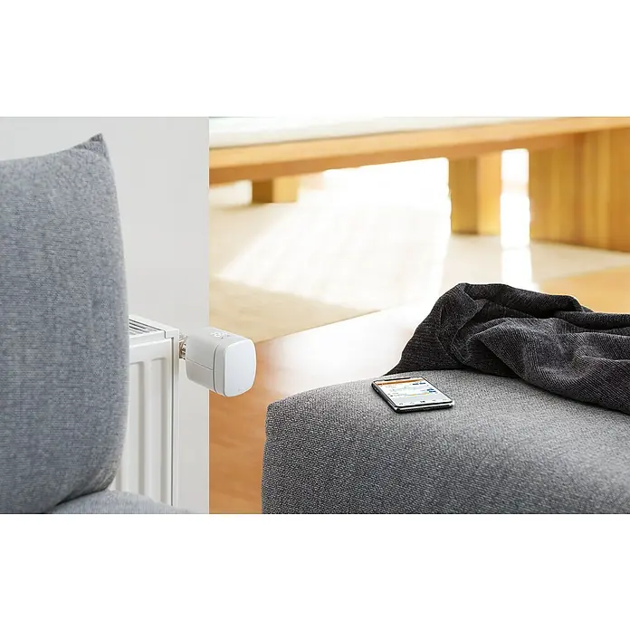 Eve Funk-Heizkörperthermostat Thermo - Batteriebetrieben, Touch-Bedienfeld, Smarte Steuerung: Apple HomeKit, Eve für HomeKit - Anwendungsbeispiel