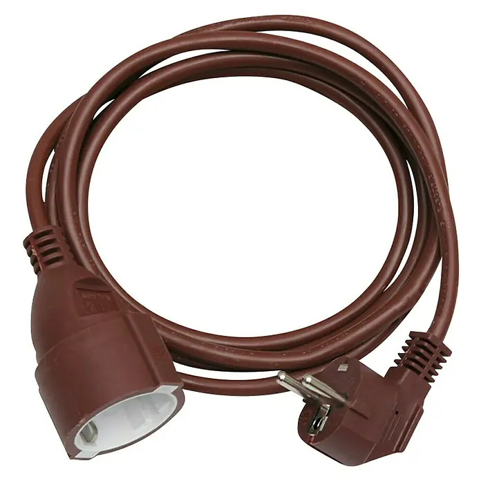 Voltomat Produžni kabel - Smeđe boje, 2 m, H05VV-F3G1,5 - Dijagonalni pogled