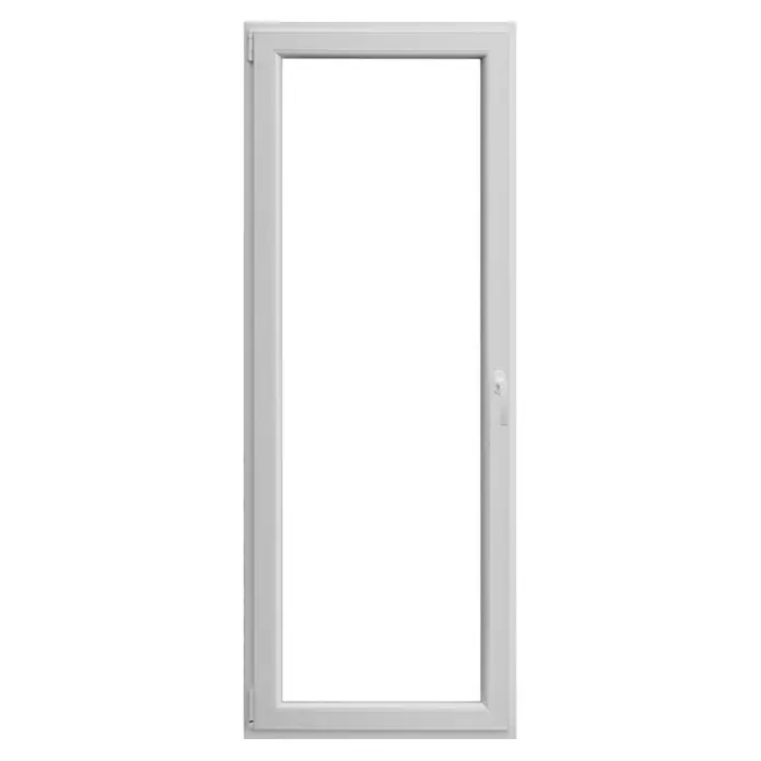 Balkonska vrata s kvakom - Š x V: 80 x 210 cm, DIN lijevo, Bijele boje, 70 mm - Pogled sprijeda