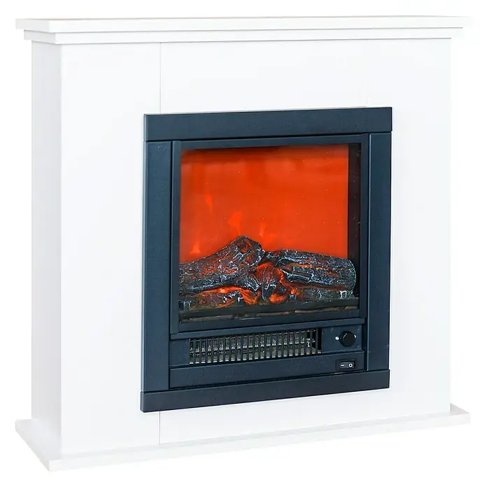 Voltomat HEATING Elektrischer Kamin - Weiß/Schwarz, 1.150 W, 18,5 x 70 x 71 cm - Diagonale Ansicht
