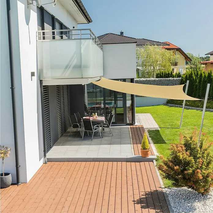 Windhager Zaštita od sunca, jedro Capri - D x Š: 4 x 4 m, Boja šampanjca, Kvadratno - Živopisni prikaz