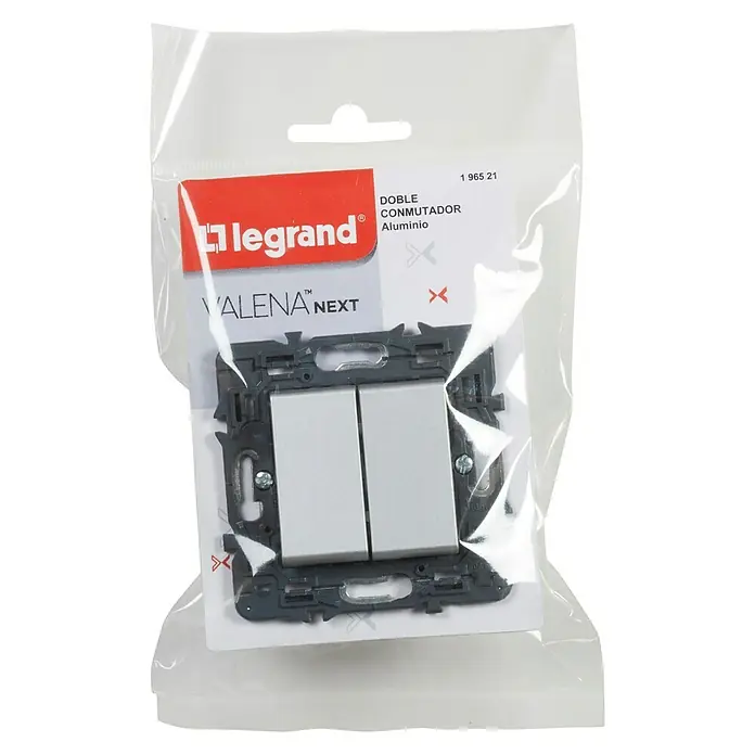 Legrand Valena Next Conmutador doble - Aluminio, Montaje en la pared, Plástico, 10 A - Vista frontal