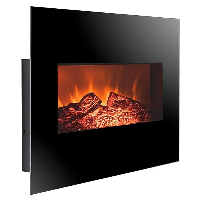 Chimenea eléctrica Reno - 1.800 W, Negro - Vista angular