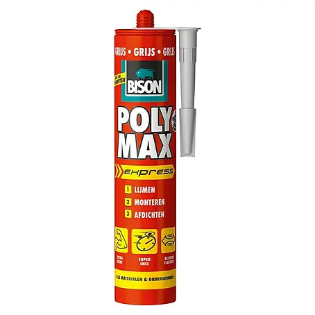Bison Poly Max Universele montagelijm Grijs Koker 425 g