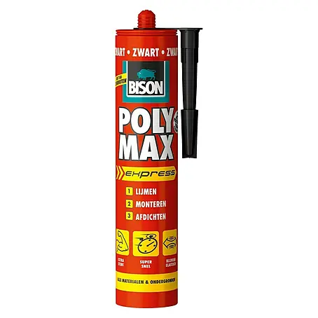 Bison Poly Max Universele montagelijm Zwart Koker 425 g