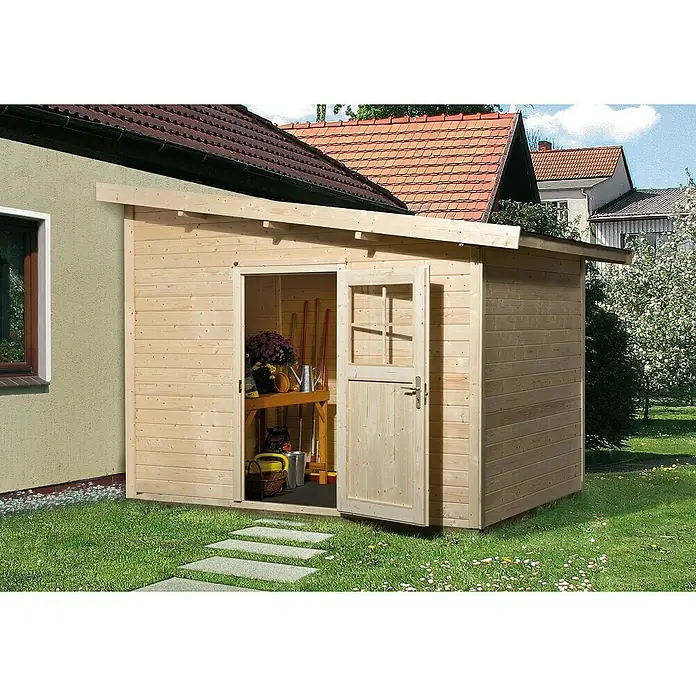 Weka Gerätehaus 260 - B x T: 297 x 246 cm, Wandstärke: 28 mm - Stimmungsaufnahme