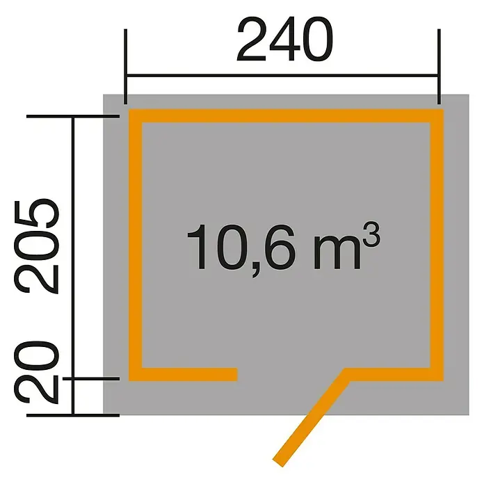 Weka Gerätehaus 260 - B x T: 297 x 246 cm, Wandstärke: 28 mm - Skizze