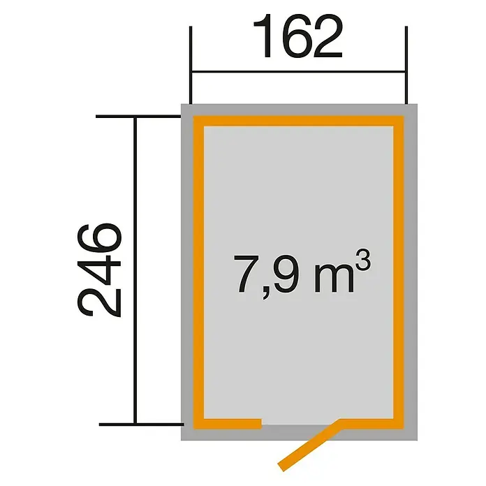 Weka Gerätehaus Schwedenhaus - B x T: 200 x 286 cm, Holz, 3,985 m², Wandstärke: 32 mm - Skizze