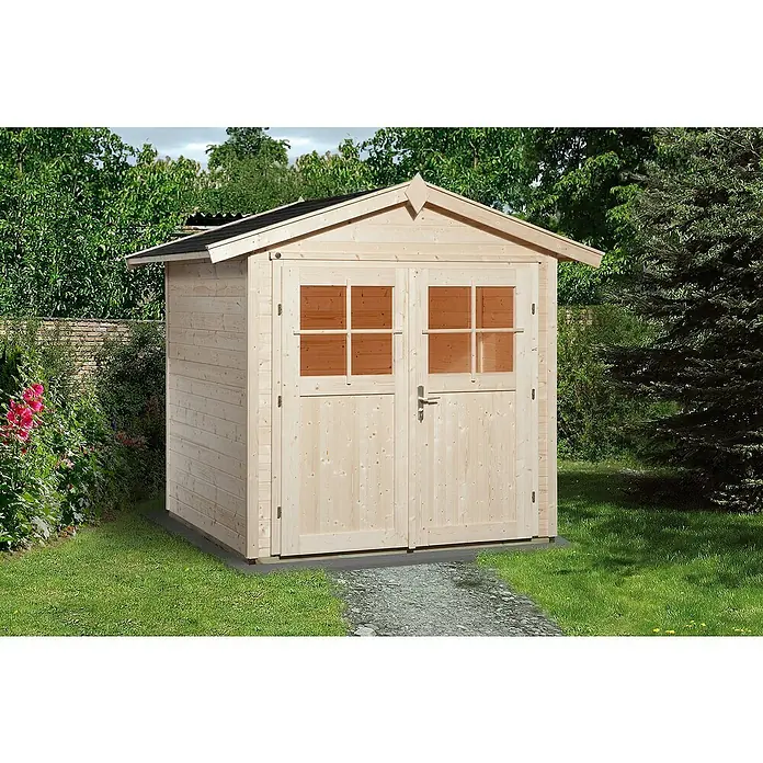 Weka Gartenhaus 224 - B x T: 260 x 233 cm, Holz, Wandstärke: 21 mm, Natur - Stimmungsaufnahme