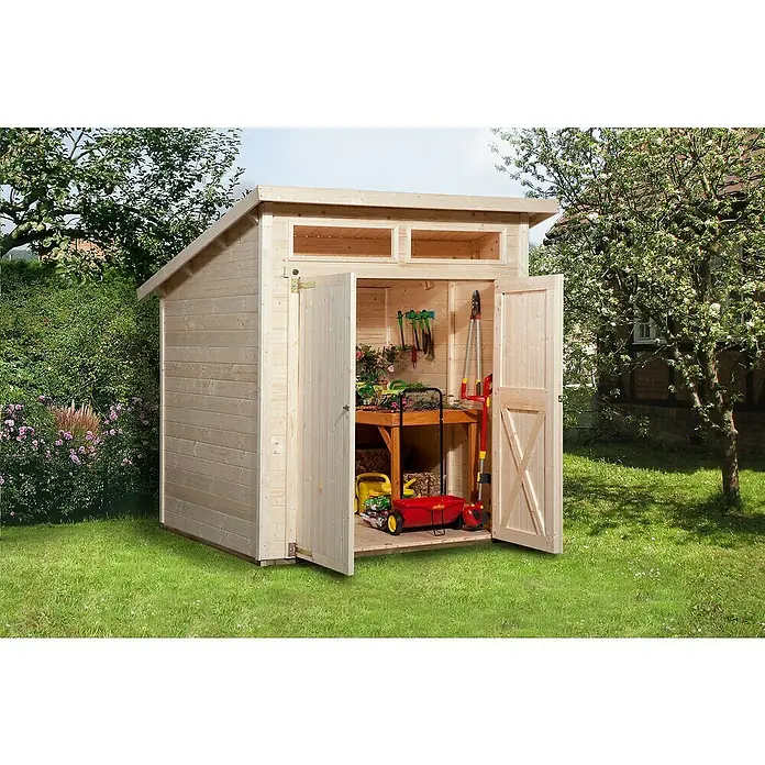 Weka Gerätehaus 325 A - 3,88 m², Wandstärke: 19 mm, Unbehandelt - Stimmungsaufnahme