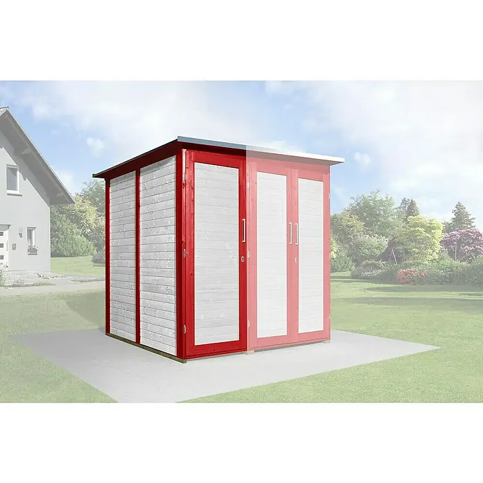 Weka Geräteschrank-Erweiterungsmodul Save Bike - Passend für: Weka GartenQ Geräteschrank Kompakt, Schwedenrot, Weiß - Stimmungsaufnahme